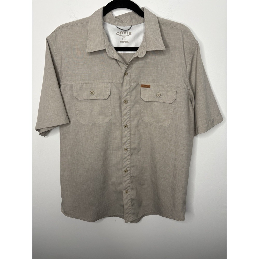 Orvis Shirt Mens Large Gray Fishing Hunting Pocket Safari Outdoor Camping Hiking